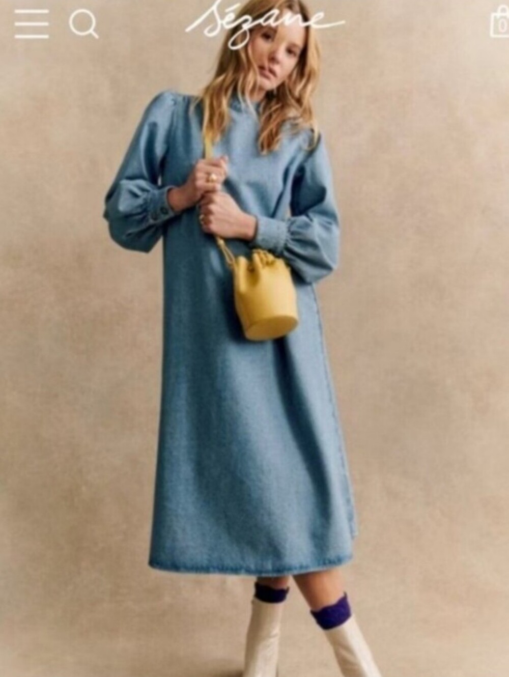 SEZANE ALUZIE BLUE DENIM DRESS